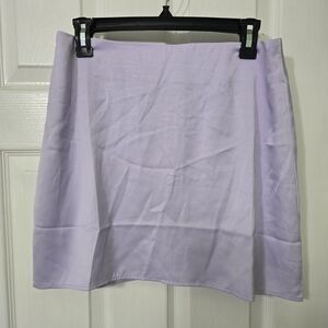NWT WEWOREWHAT Satin Charmeuse Mini Slip Skirt In Heather Purple, Medium